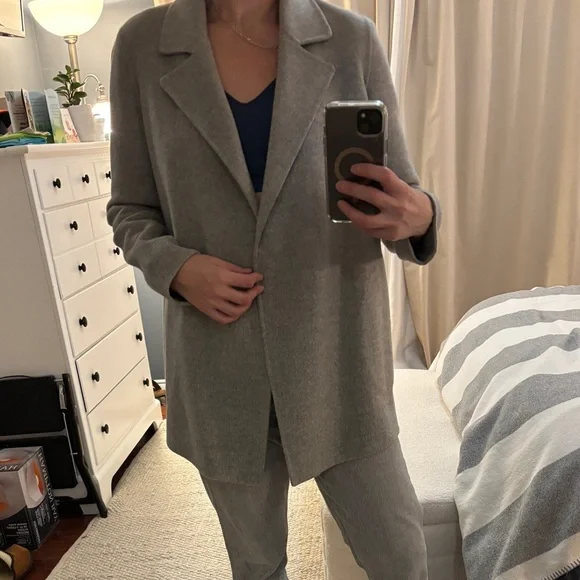 Theory Gray Open Front Wool-Blend Blazer - Picture 2 of 8